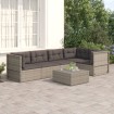Set de muebles de jardín 5 pzas y cojines ratán sintético gris