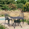 Mesa y sillas de bistró 3 piezas aluminio fundido negro