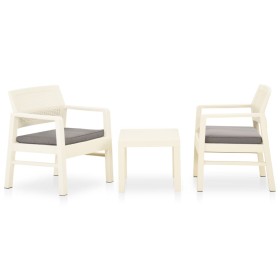 Set de muebles de jardín 3 piezas con cojines plástico
