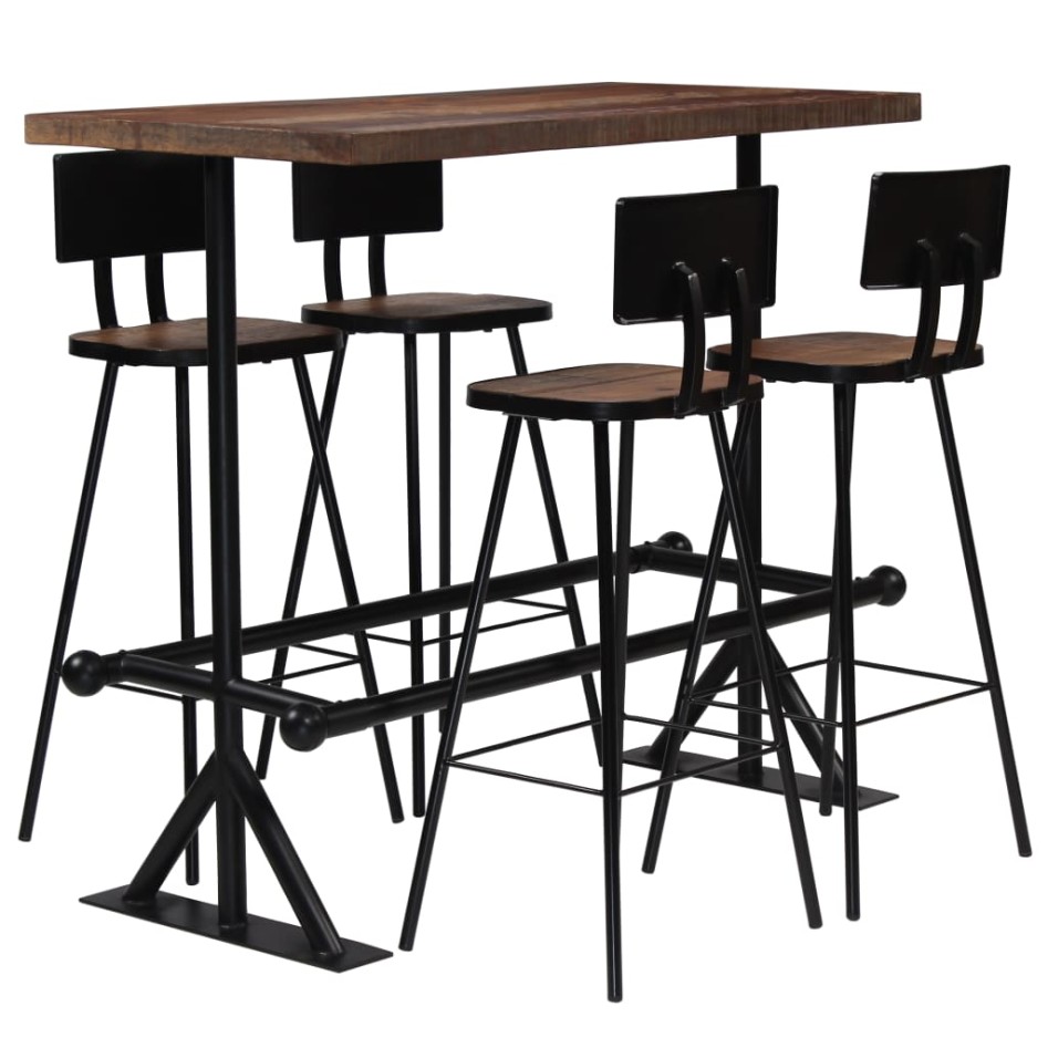 Conjunto de muebles de bar 5 piezas madera maciza