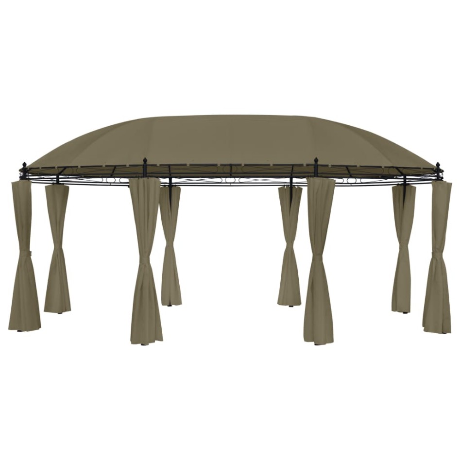 Cenador con cortinas gris taupe 180g/m² 520x349x255