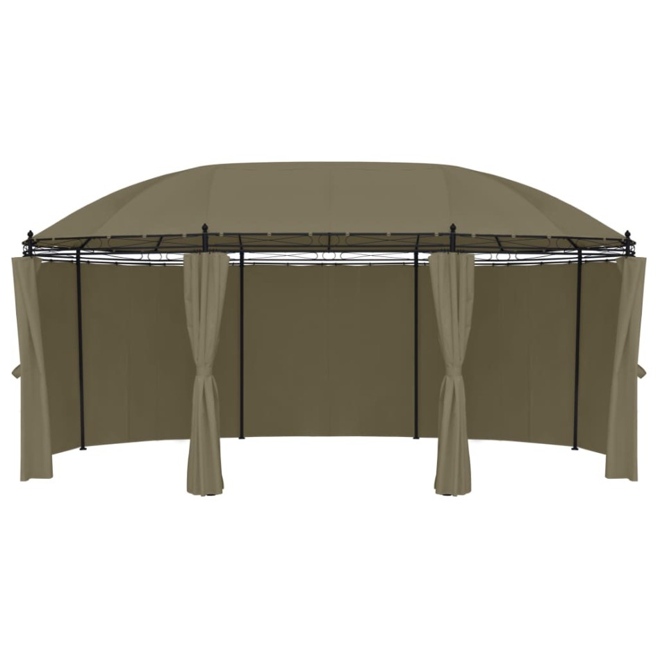 Cenador con cortinas gris taupe 180g/m² 520x349x255