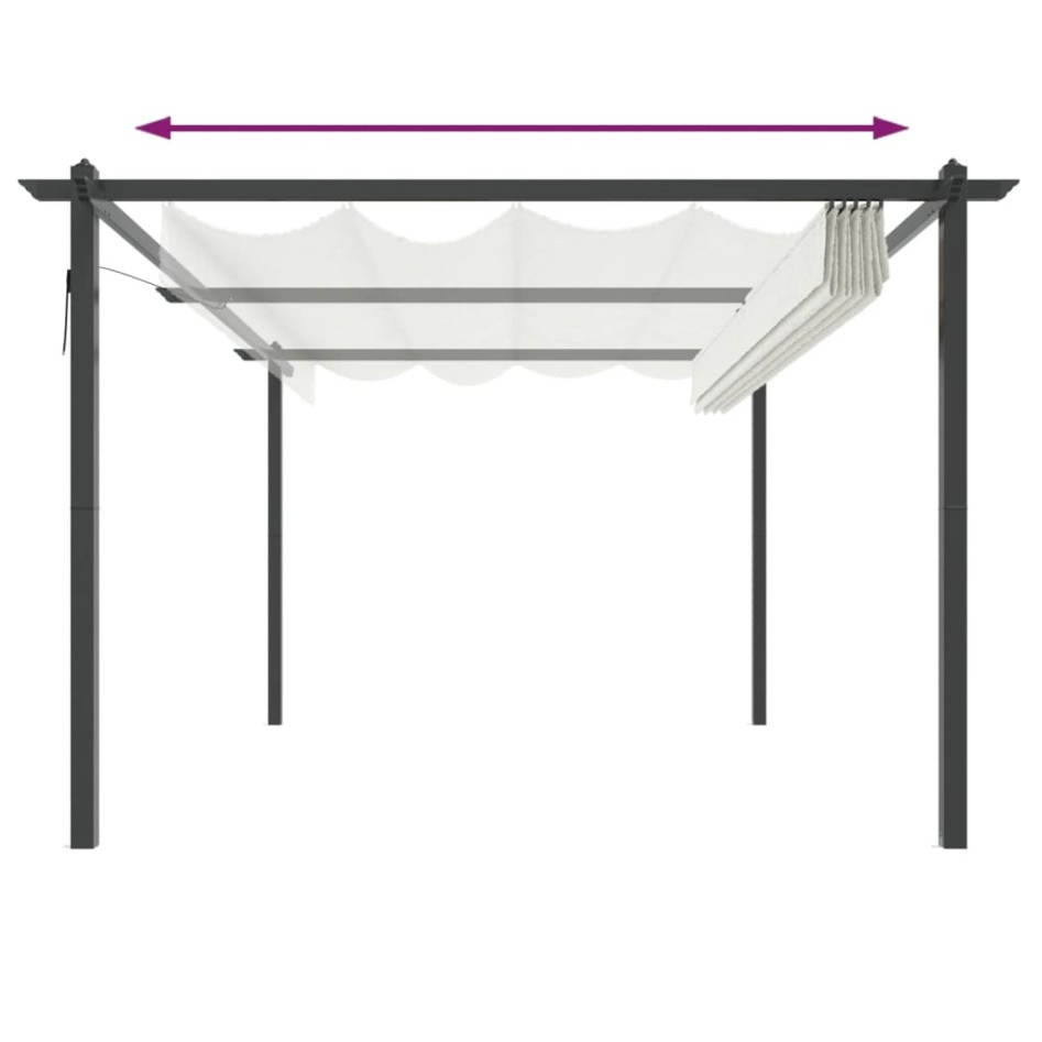 Cenador de jardín con techo retráctil color crema 4x3