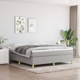 Cama box spring con colchón tela gris claro 180x200