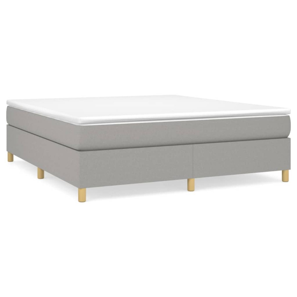 Cama box spring con colchón tela gris claro 180x200