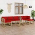 Set de muebles de jardín 8 piezas con cojines madera