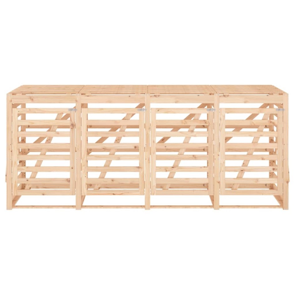 Cobertizo cuádruple para cubos de basura madera maciza de