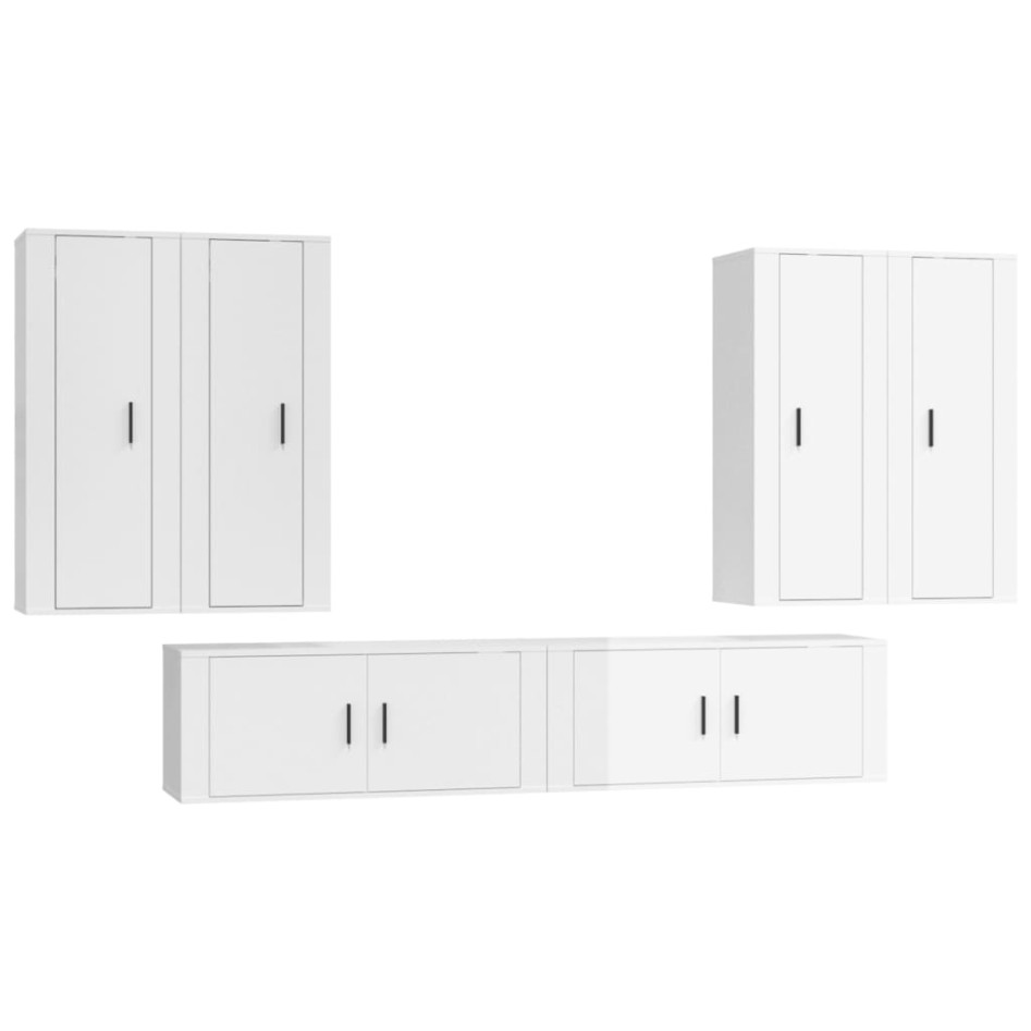 Set de muebles de TV 6 pzas madera contrachapada blanco