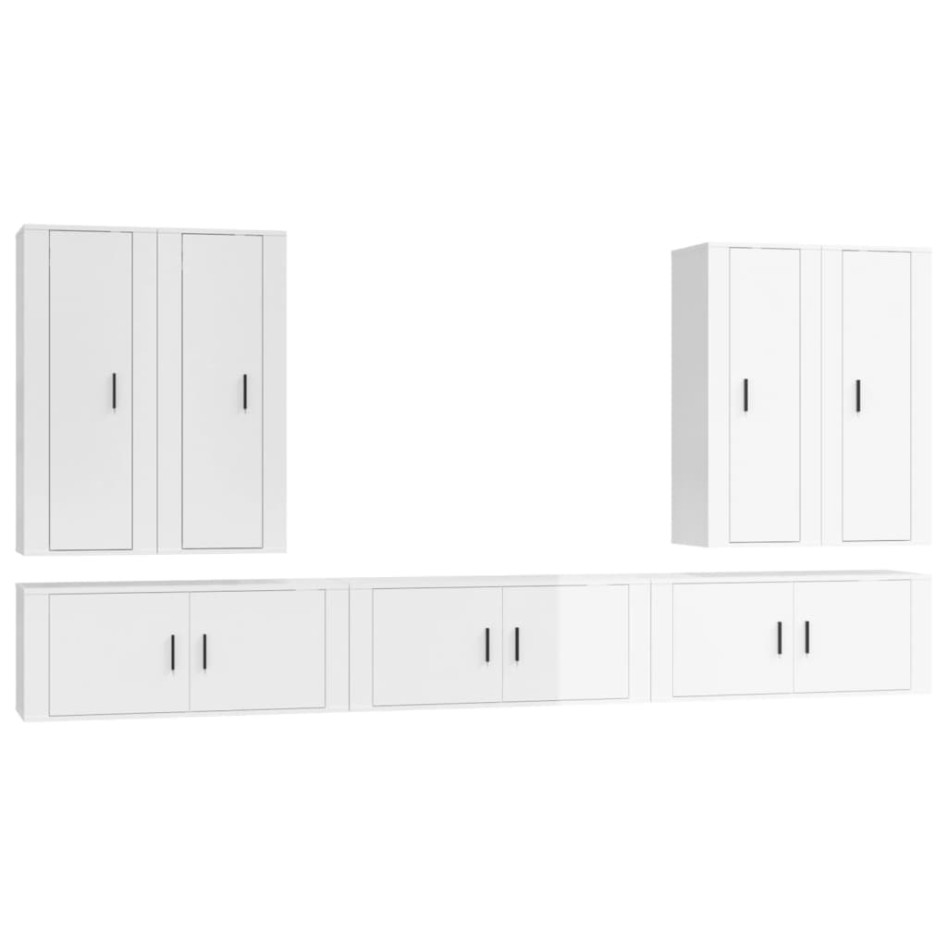 Set de muebles de TV 7 pzas madera contrachapada blanco
