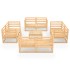 Juego de muebles de jardín 9 piezas madera maciza de