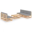 Muebles de jardín 6 piezas con cojines de madera de pino maciza