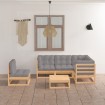Muebles de jardín 6 piezas con cojines de madera de pino maciza