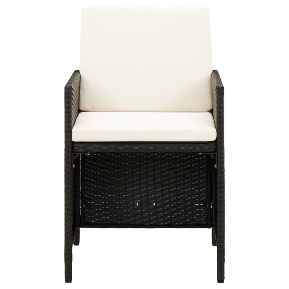 Conjunto de silla de jardín y taburete 4 piezas negra ratán