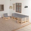 Muebles de jardín 6 piezas con cojines de madera de pino maciza