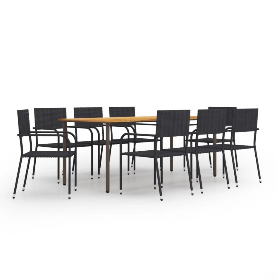 Set de muebles de comedor de jardín 9 piezas ratán PE