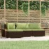 Set muebles de jardín 4 piezas y cojines ratán sintético