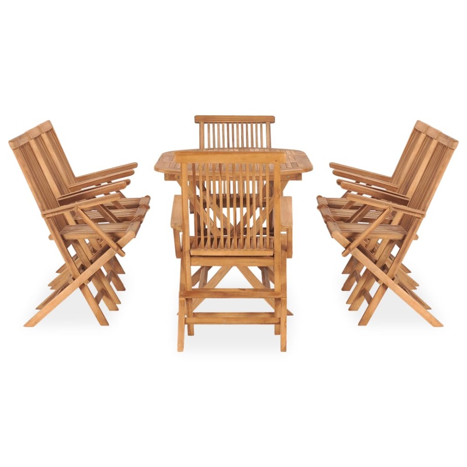 Set de comedor de jardín plegable 9 pzas madera maciza de