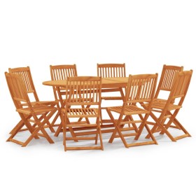 Set de comedor de jardín plegable 9 pzas madera