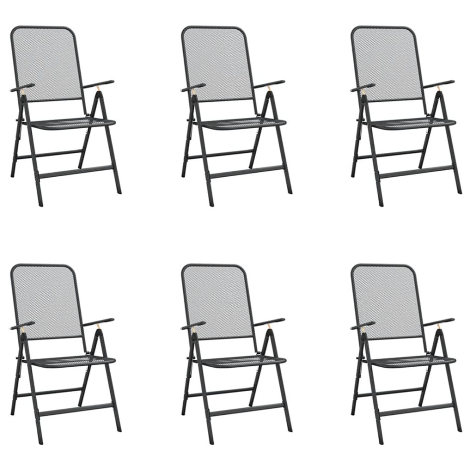 Juego de comedor de jardín 7 pzas malla metálica gris