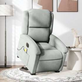 Sillón de masaje reclinable elevable terciopelo gris