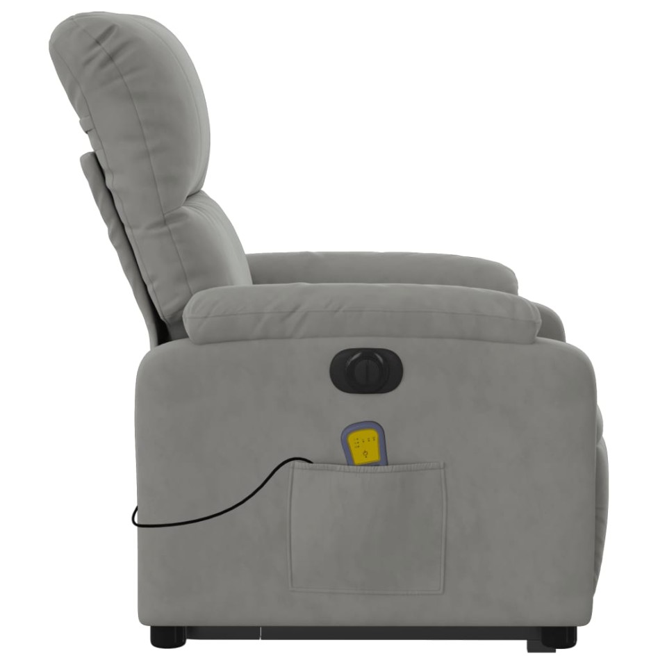 Sillón masaje eléctrico reclinable elevable tela gris
