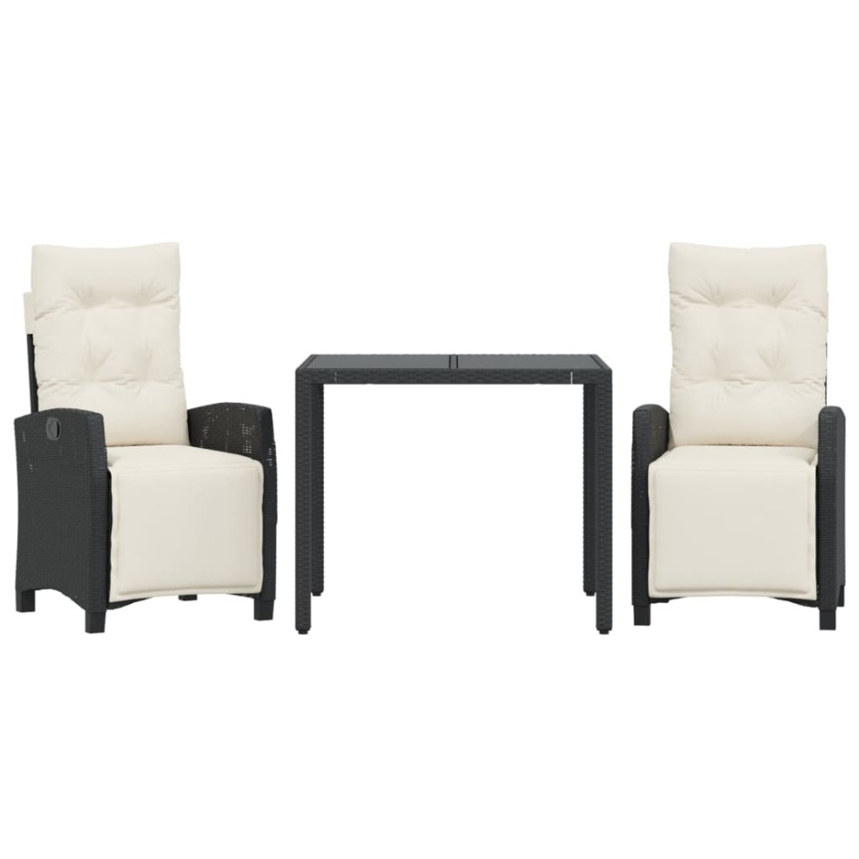 Set comedor de jardín 3 pzas con cojines ratán sintético