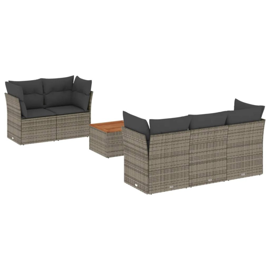 Set de muebles de jardín 6 pzas y cojines ratán sintético