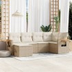 Juego de sofás jardín con cojines 6 pzas ratán sintético beige