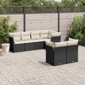 Set de comedor de jardín 7 pzas y cojines ratán sintético