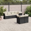 Set de comedor de jardín 7 pzas y cojines ratán sintético negro