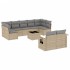 Juego de sofás jardín con cojines beige 10 pzas ratán