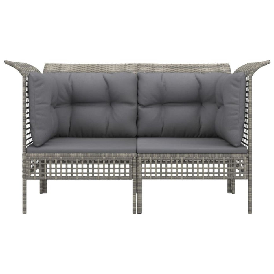 Sofás de esquina jardín con cojines 2 uds ratán sintético