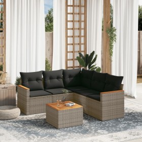 Set de muebles de jardín 6 pzas y cojines ratán sintético