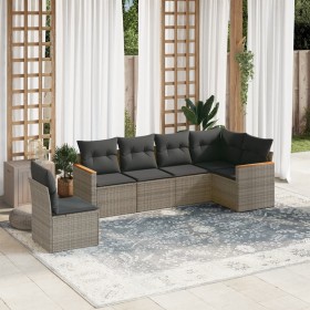 Set de muebles de jardín 6 pzas y cojines ratán sintético