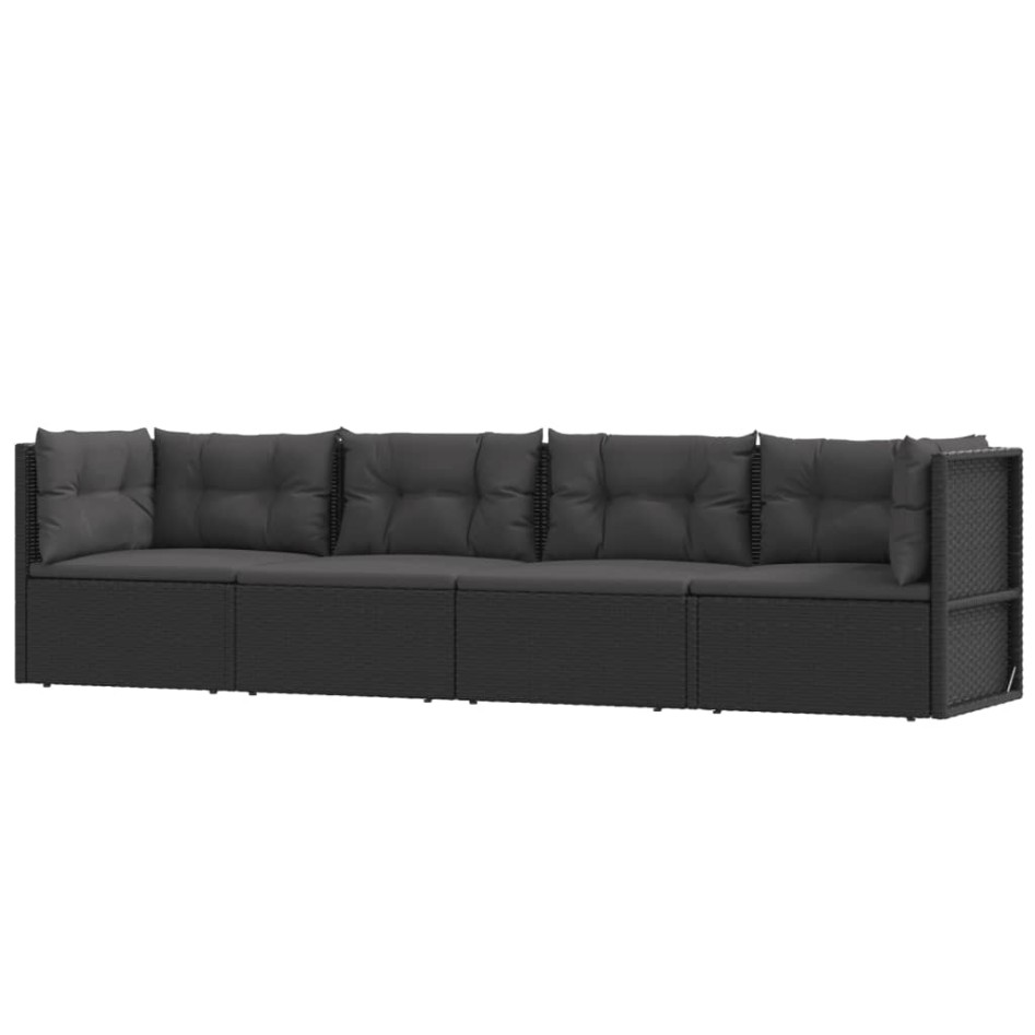 Juego de jardín con cojines 4 piezas ratán sintético