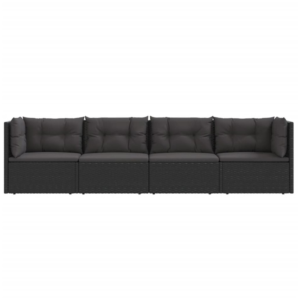 Juego de jardín con cojines 4 piezas ratán sintético