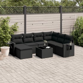 Set de sofás de jardín 8 piezas y cojines ratán sintético
