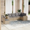 Juego de sofás jardín con cojines 6 pzas ratán sintético beige