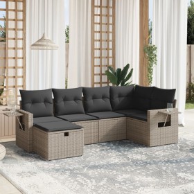 Set de muebles de jardín 6 pzas y cojines ratán sintético