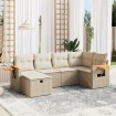Juego de sofás jardín con cojines 6 pzas ratán sintético beige