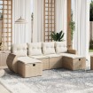 Juego de sofás jardín con cojines 6 pzas ratán sintético beige