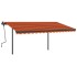 Toldo manual retráctil con LED naranja y marrón 4x3