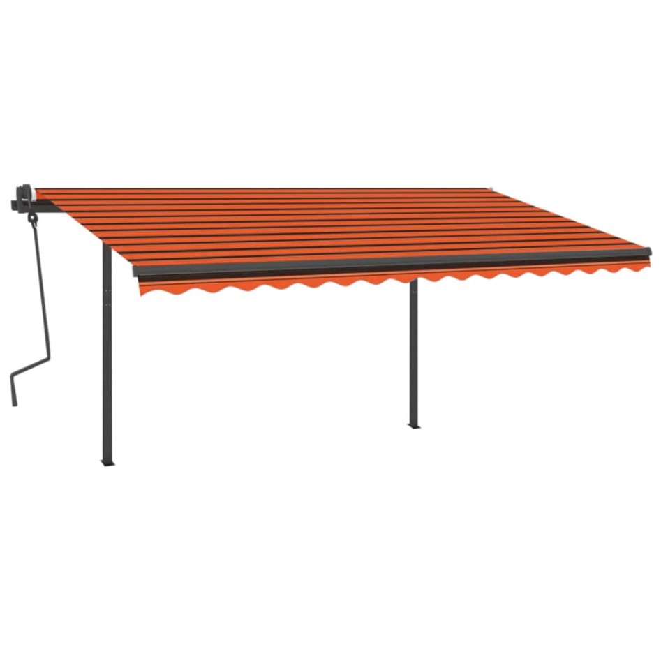 Toldo manual retráctil con LED naranja y marrón 4x3