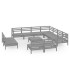 Juego de muebles de jardín 12 piezas madera maciza de pino