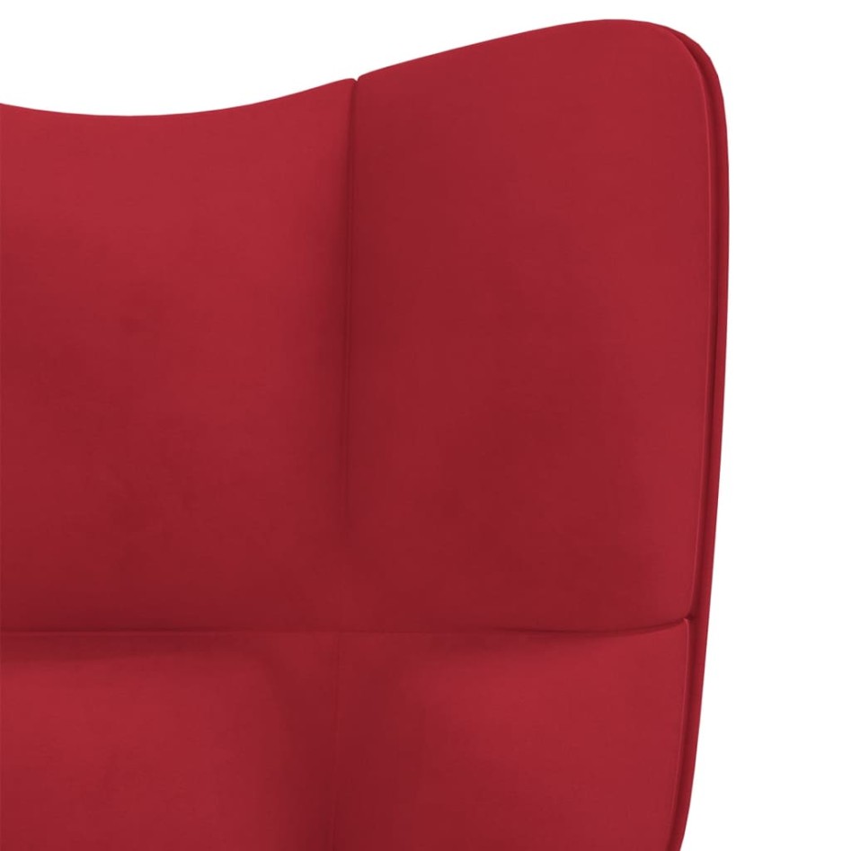 Silla mecedora con reposapiés terciopelo rojo