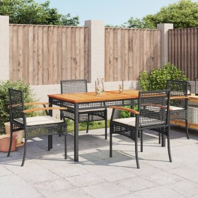 Set de muebles jardín 5 pzas con cojines ratán sintético