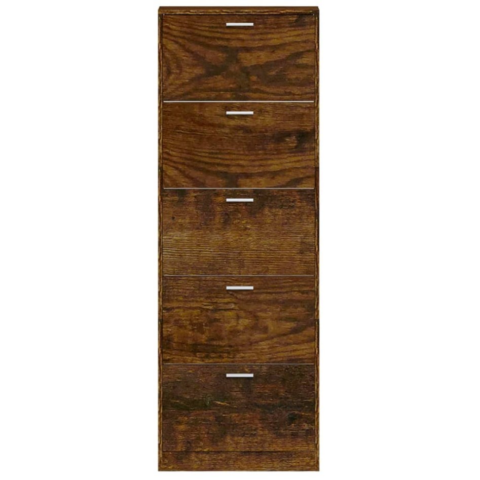 Mueble zapatero madera contrachapada roble ahumado 59x17x169