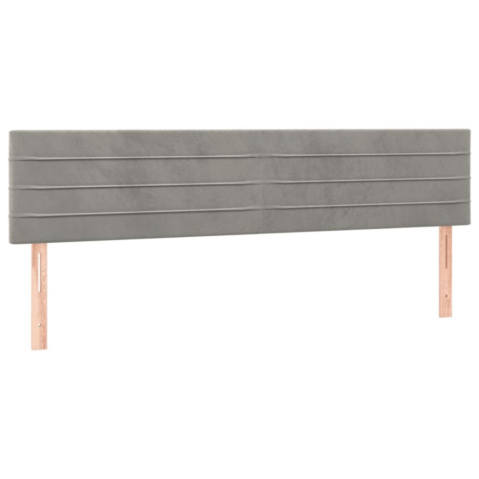 Cama box spring colchón y LED terciopelo gris claro 120x190