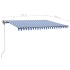 Toldo de pie retráctil manual azul y blanco 450x300