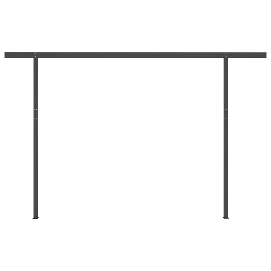 Toldo retráctil manual con postes amarillo y blanco 4,5x3,5